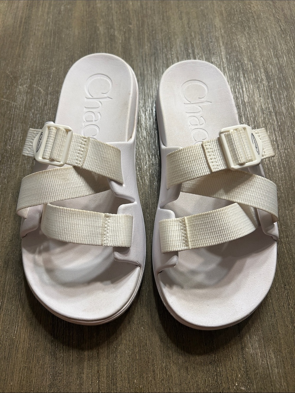 CHACO Women's Chillos Slide Sandal Sz W 9, White Travel Water Comfort.
